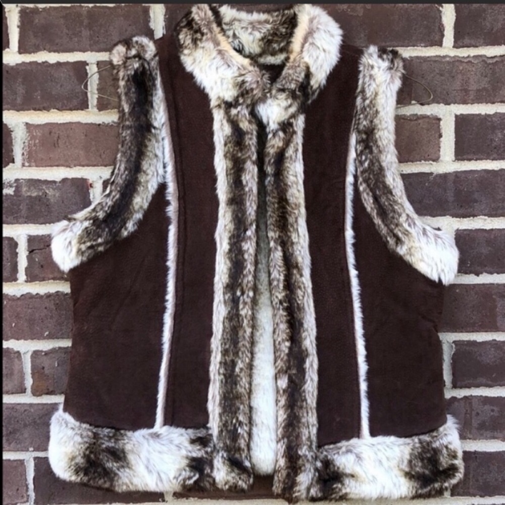 Live a Little Chocolate Vest with Faux Fur Accents